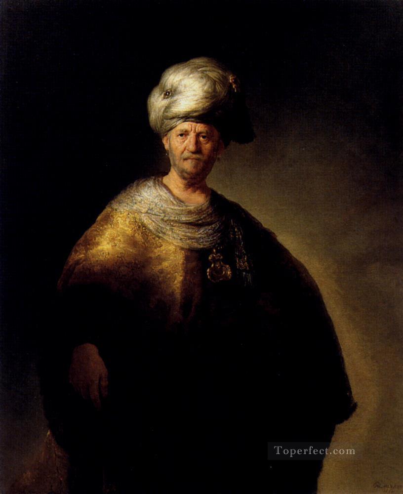 東洋の衣装を着た男の肖像画 レンブラント油絵